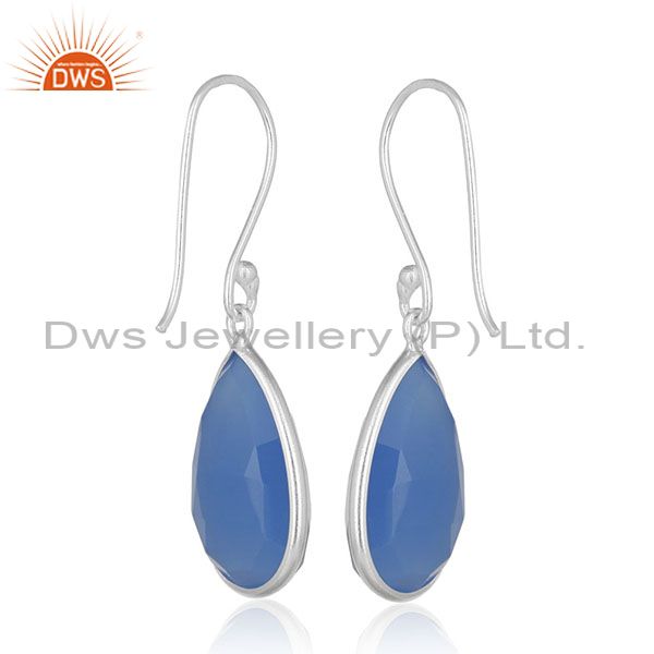 Suppliers 925 Silver Blue Gemstone Drop Earrings Silver Jewelry Manufacturer for Designers