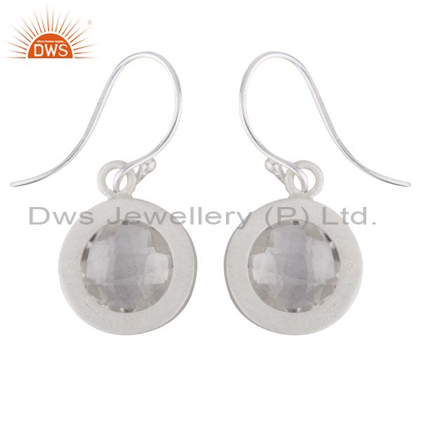 Wholesalers 925 Sterling Silver Crystal Quartz And White Topaz Hook Earrings