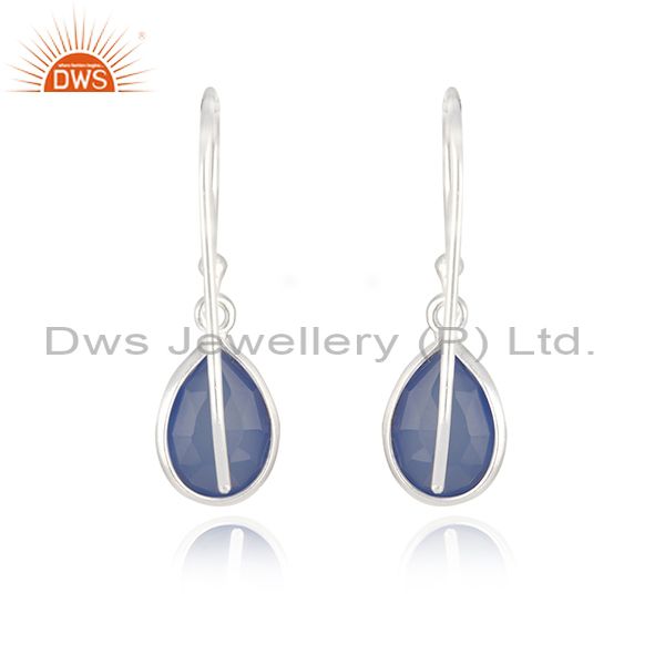 Suppliers Handmade Fine Sterling Silver Blue Gemstone Drop Earrings Manufacturer