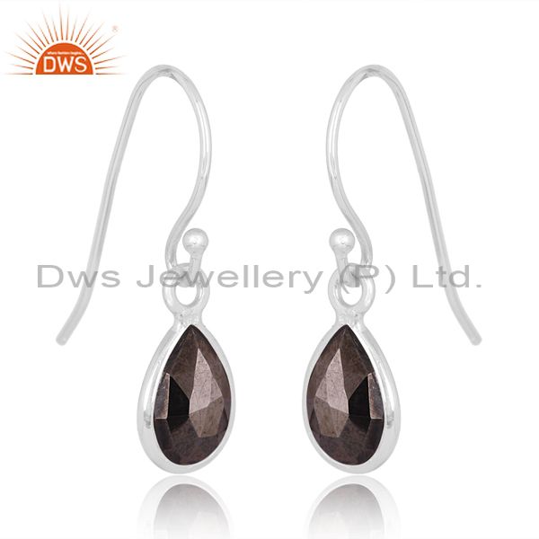 Suppliers Hematite Gemstone 925 Silver Tiny Drop Earrings Jewelry Manufacturer