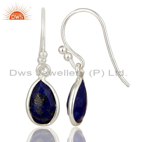 Designers Natural Lapis Lazuli Gemstone 925 Sterling Silver Earrings