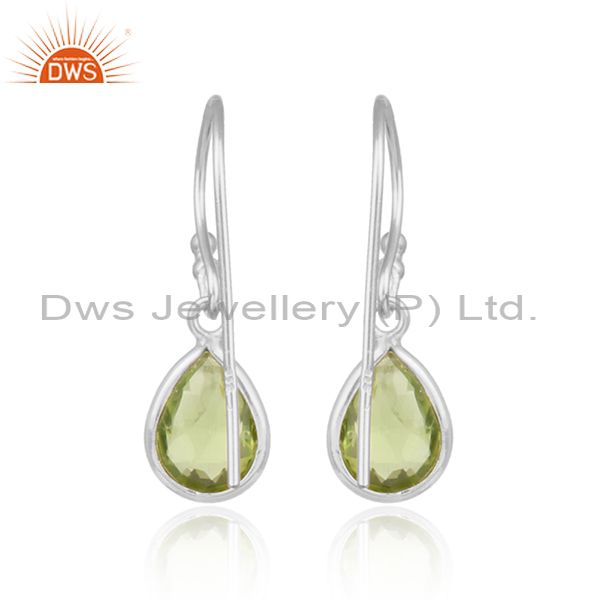 Handcrafted sterling silver drop dangle with peridot