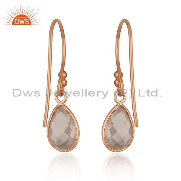 Suppliers Handmade Rose Gold Plated 925 Silver Quartz Gemstone Earring Wholesale