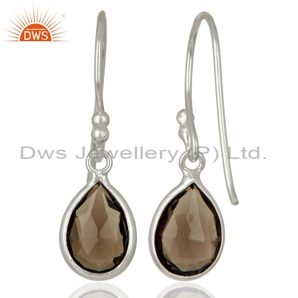 Suppliers 925 Sterling Silver Smoky Quartz Gemstone Dangle Earrings