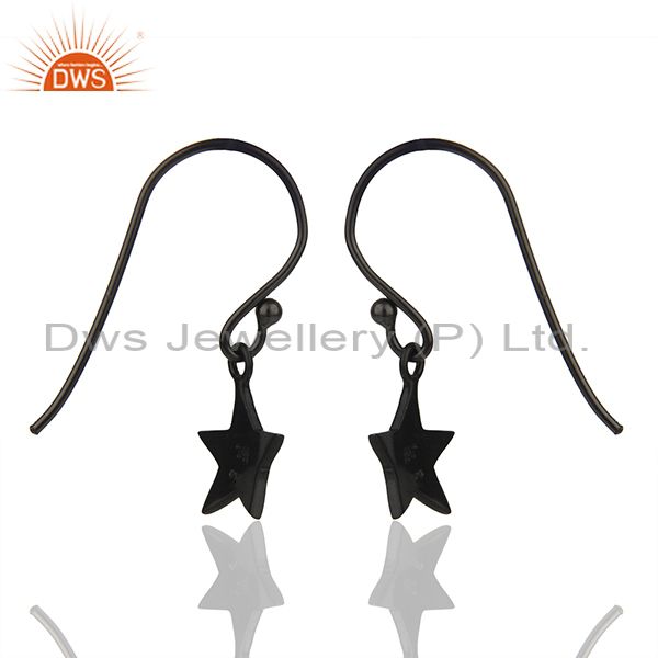 Suppliers Sterling Silver Black Rhodium Plated Star Charm Earrings Manufacturer