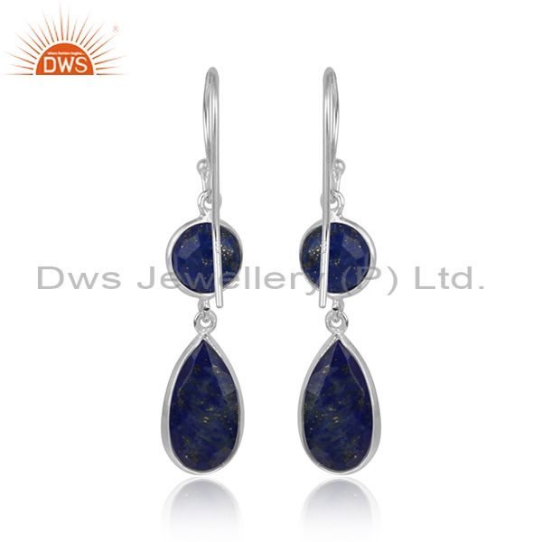 925 sterling fine silver womens lapis lazuli gemstone earrings