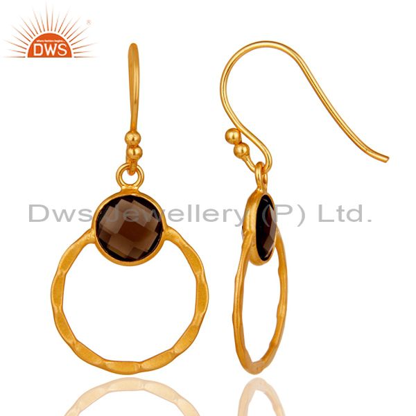 Suppliers Smokey 18K Gold Plated Sterling Silver Circle Earring