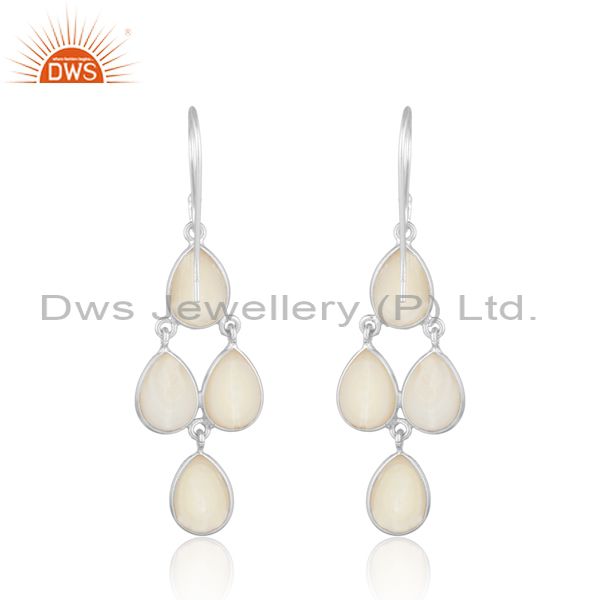 Designer sterling silver chandelier earring with dangling pearl