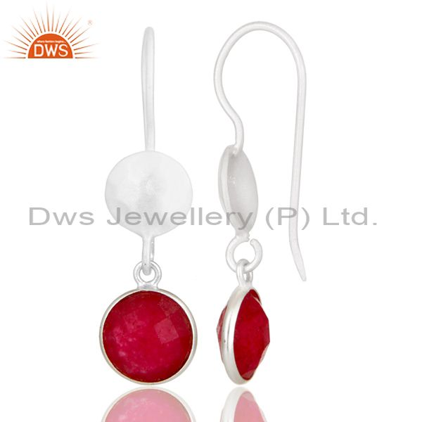 Designers Handmade Sterling Silver Red Aventurine Gemstone Dangle Earrings