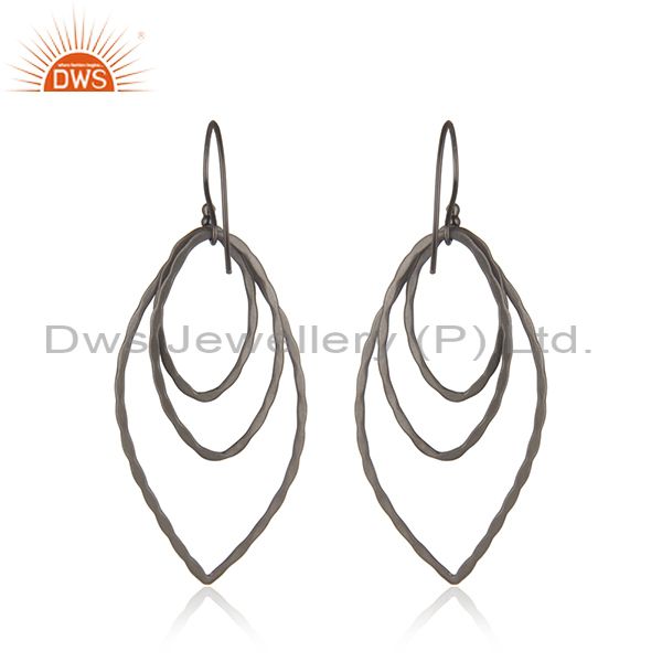 Suppliers Handmade Sterling Silver Oxidized Brushed Finish Multi Circle Dangle Earrings