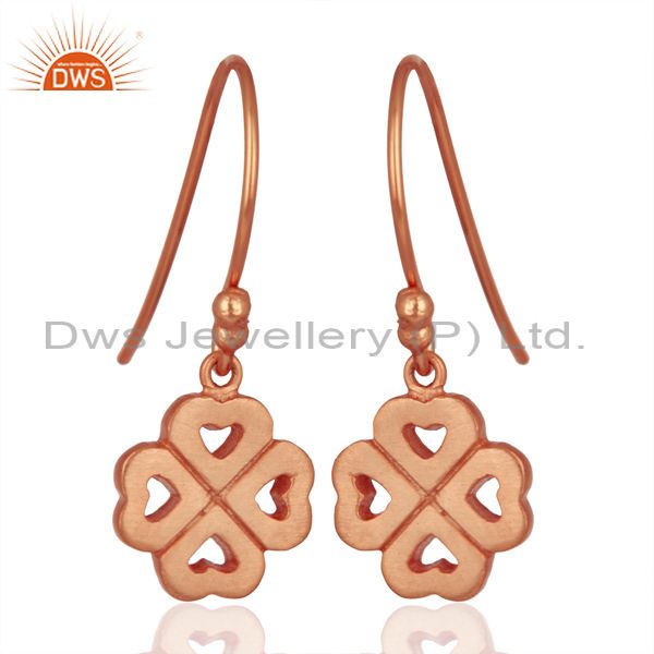 Suppliers 18K Rose Gold Plated Sterling Silver Four Heart Design Dangle Earrings