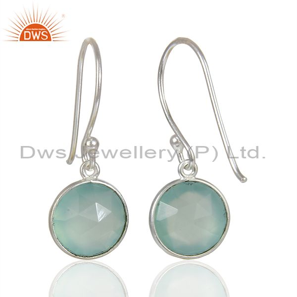 Suppliers Handmade Sterling Fine Silver Aqua Chalcedony Gemstone Earrings