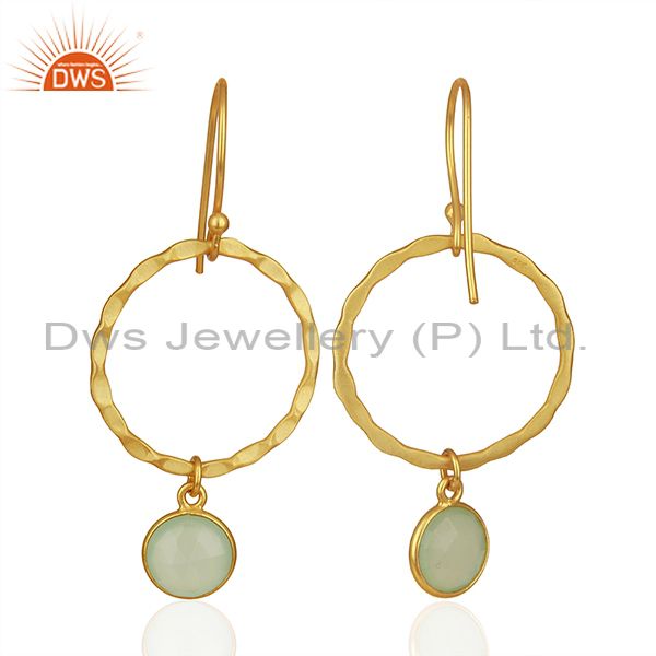 Suppliers Handmade Sterling Silver Gold Plated Chalcedony Gemstone Earrings