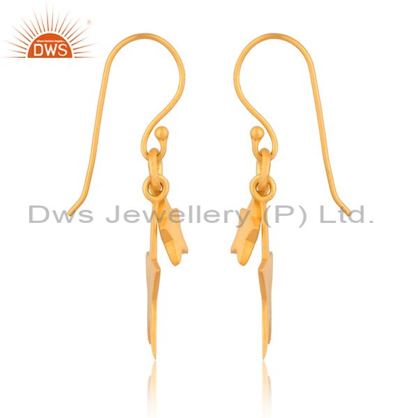 Handmade Brass Gold Star Charms Set Earwire Drop Earrings