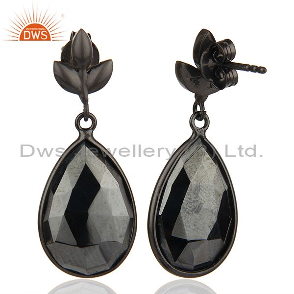 Suppliers Black Rhodium Plated 925 Silver Hematite Gemstone Earrings Jewelry