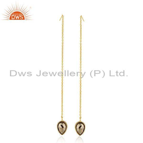 Suppliers Pyrite Gemstone 925 Silver Gold Plated Chain Earrings Jewelry Manufacturer