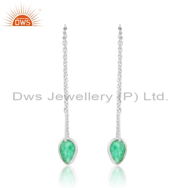 Designer dainty chain dangle in silver 925 with green avanturine
