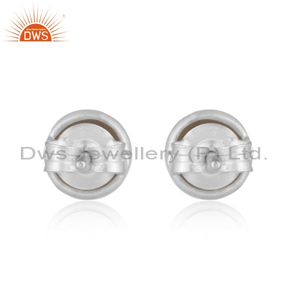 Handcrafted dainty design gray pearl studs in sterling silver 925