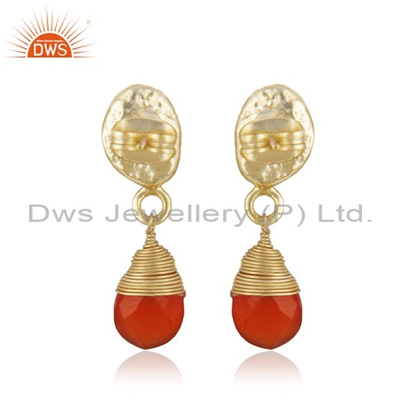 Suppliers Carnelian Gemstone Designer Brass Fsahion Dro Earrings Jewelry