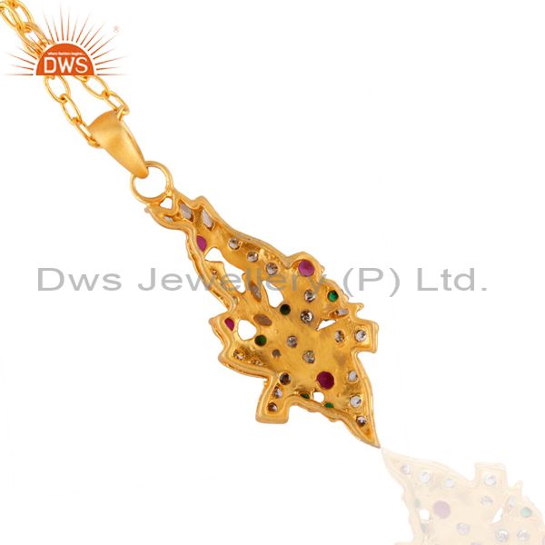 Suppliers Mixed Color Cut Round Pink zircon Deigner 18k Gold GP Pendants Chain Necklace