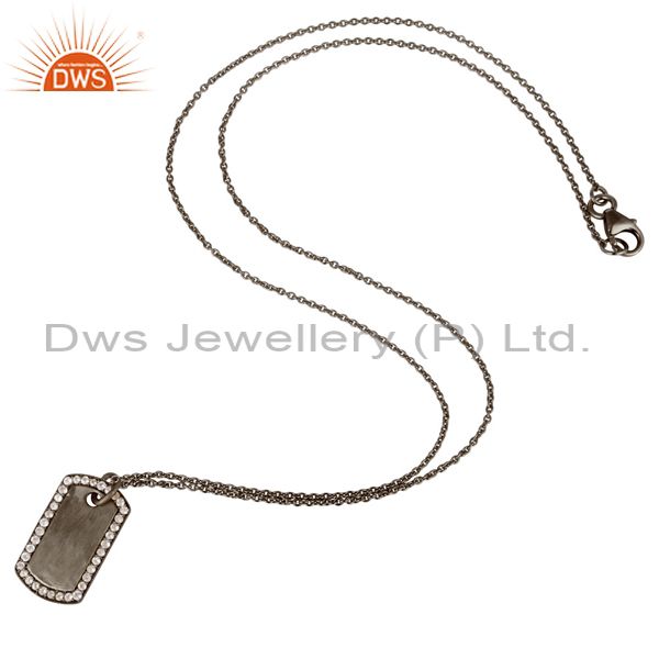 Suppliers Oxidized Sterling Silver White Topaz Pendant With Chain Necklace