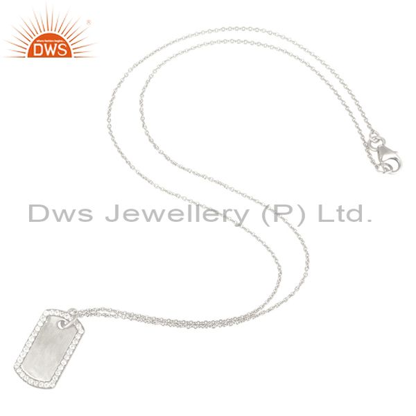 Suppliers 925 Sterling Silver White Topaz Designer Pendant With Chain Necklace
