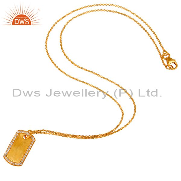 Suppliers 18K Yellow Gold Plated Sterling Silver White Topaz Pendant Chain Necklace
