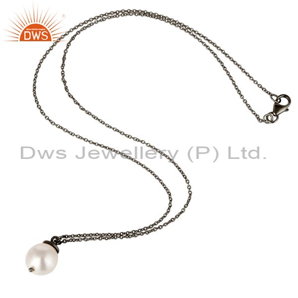 Suppliers 925 Sterling Silver With Oxidized White Pearl Designer Pendant With Chain