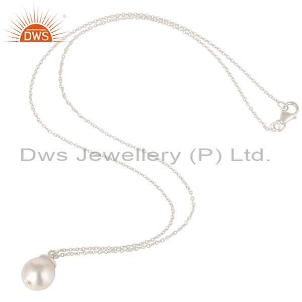 Suppliers 925 Sterling Silver White Pearl Designer Pendant With Chain Necklace