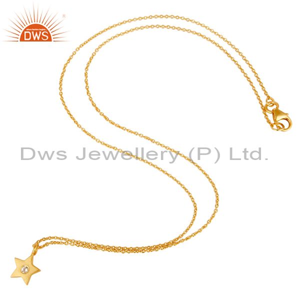 Suppliers 18k Yellow Gold Plated Sterling Silver Star Design Pendant with Chain