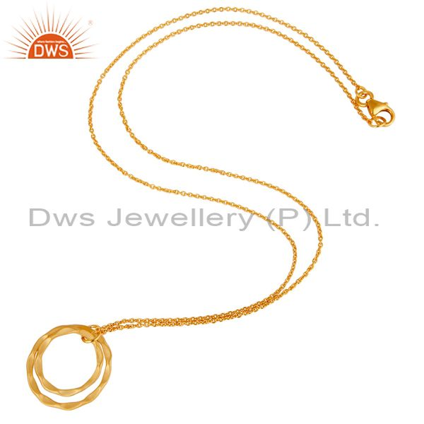 Suppliers 18k Gold Plated 925 Sterling Silver Classic Double Round Pendant With Chain