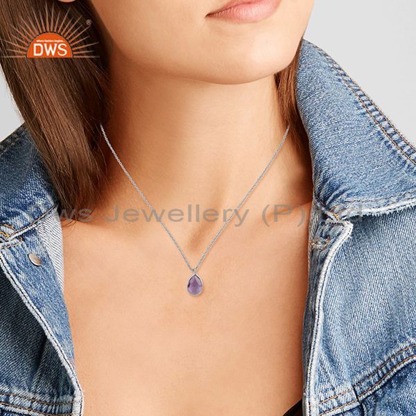Handcrafted sterling silver 925 amethyst pendant necklace