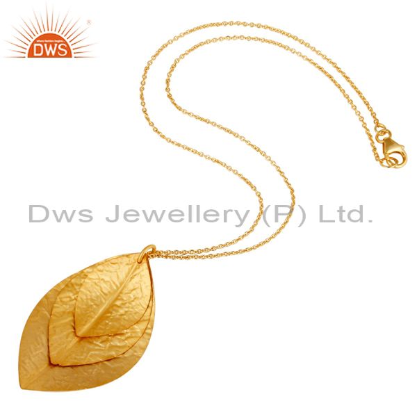Exporter Indian Handcrafted 925 Sterling Silver 24k Yellow Gold Plated Pendant Necklace