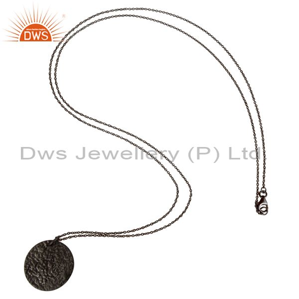 Exporter Black Rhodium Plated Sterling Silver Circle Pendant With 16" Inch Chain