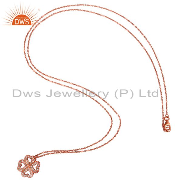 Suppliers 18K Rose Gold Plated Sterling Silver White Topaz Pendant With Chain Necklace