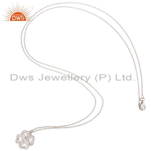 Suppliers 925 Sterling Silver White Topaz Heart Designer Pendant With Chain Necklace