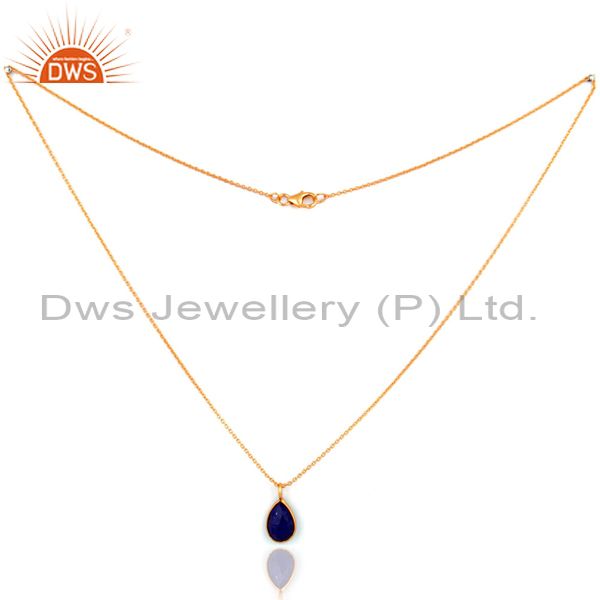 Suppliers 925 Silver Lapis Lazuli 18-karat Gold Plated Third Eye Chakra Pendant Necklace