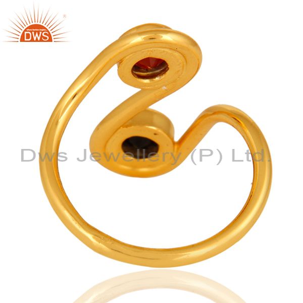 Suppliers Handmade Black Onyx And Garnet Gemstone Ring With 14K Yellow Gold Plated