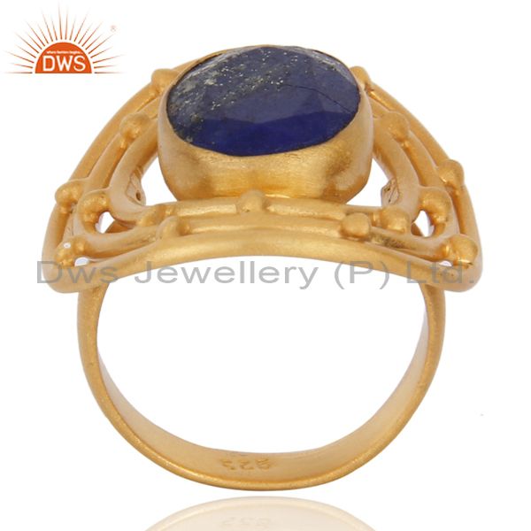 Suppliers Natural Lapis Lazuli Semi Precious Stone 925 Sterling Silver Designer Ring SZ  6
