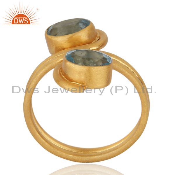 Suppliers December Birthstone Genuine Blue Topaz Sterling Silver Handmade Ring 18k Gold Pl