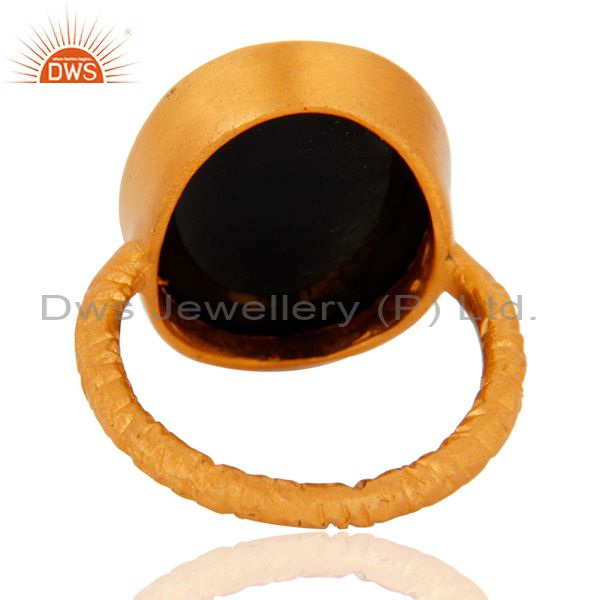 Suppliers 18K Yellow Gold Plated Sterling Silver Black Onyx Bezel Set Ring
