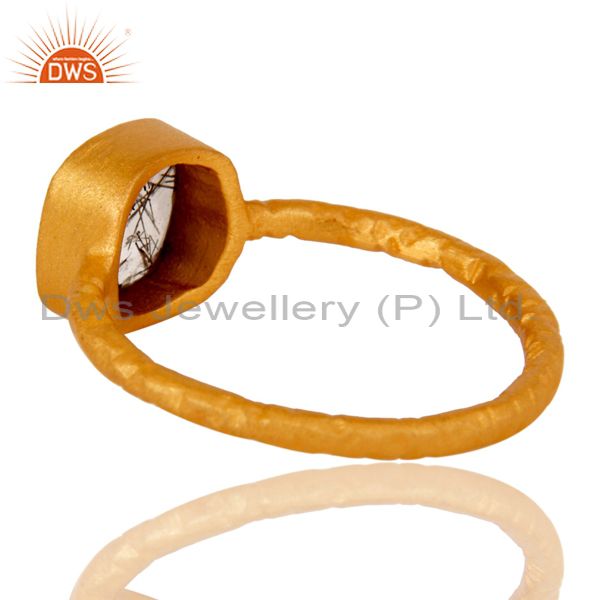 Suppliers 18K Yellow Gold Over Sterling Silver Black Rutile Stacking Ring