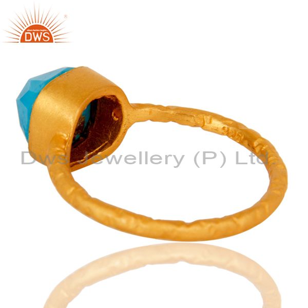Suppliers 22K Yellow Gold Plated Sterling Silver Turquoise Gemstone Stackable Ring