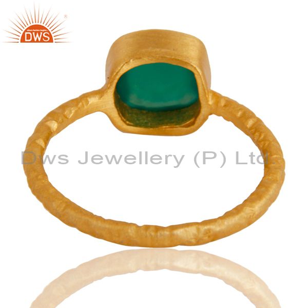 Suppliers 18K Yellow Gold plated Sterling Silver Green Onyx Hammered Stacking Ring