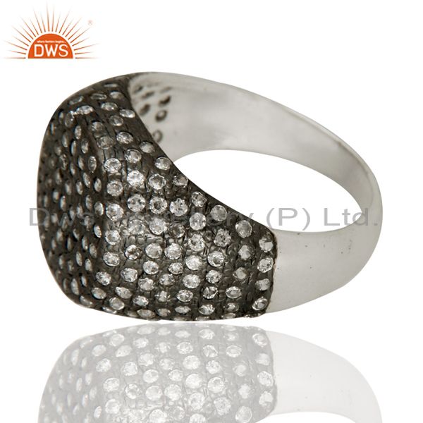 Suppliers Black Rhodium Plated Sterling Silver White Cubic Zirconia Ring