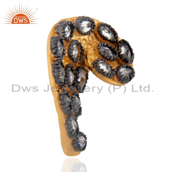 Suppliers Womens Fashion Designer Simulated Diamond 18k Yellow Gold Plated Ring Jewelry