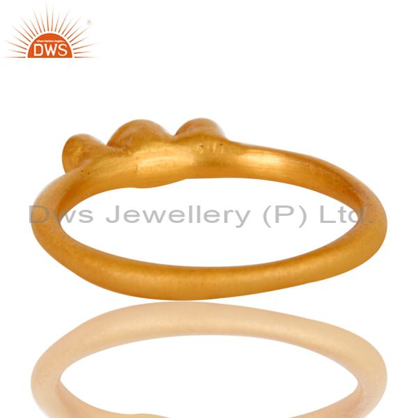 Suppliers 18K Yellow Gold Plated Brass Three Stone Cubic Zirconia Stacking Ring