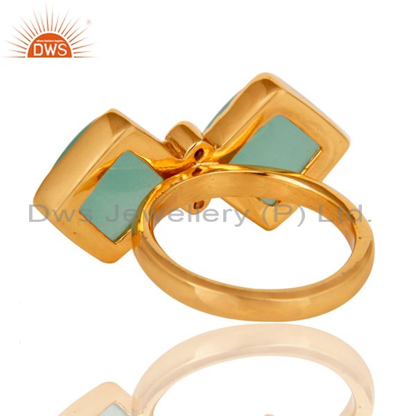 Glass Aqua And Zircon 18K Gold Plated Fashion Ring Jewellery