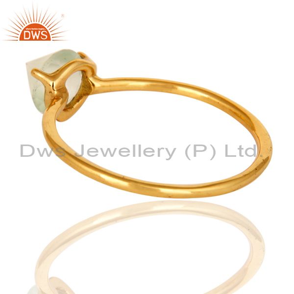 Suppliers 14K Yellow Gold Plated Sterling Silver Green Chalcedony Prong Set Stacking Ring