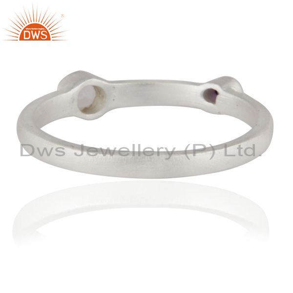 Suppliers 925 Sterling Silver Amethyst And Rose Quartz Gemstone Designer Ring